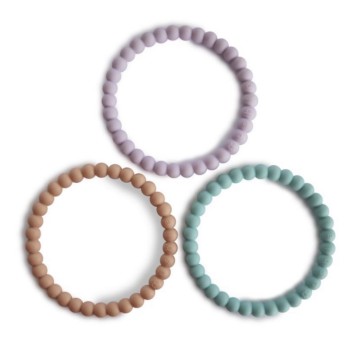 Mushie Bijtring Pearl [ Lilac/Cyan/Soft Peach ]