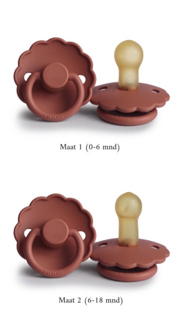 FRIGG Fopspeen Daisy [ Baked Clay ] Natuurlijk Rubber 