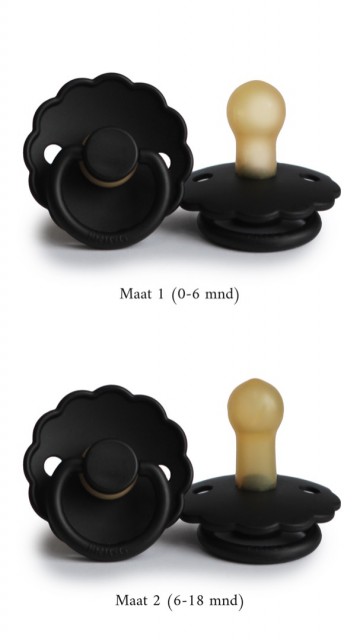 FRIGG Fopspeen Daisy [ Jet Black ] Natuurlijk Rubber