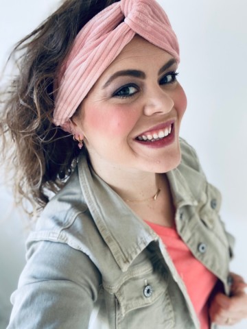 Haarband rib  roze  1