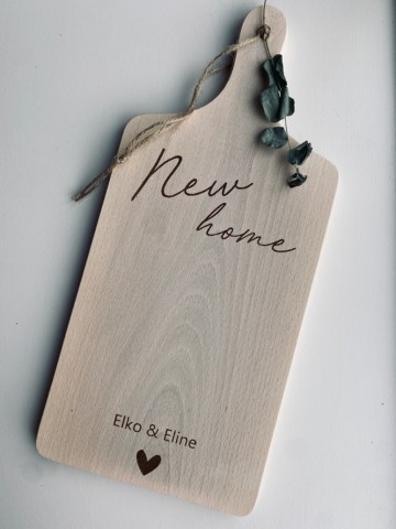 Houten snij   borrelplank  new home  7