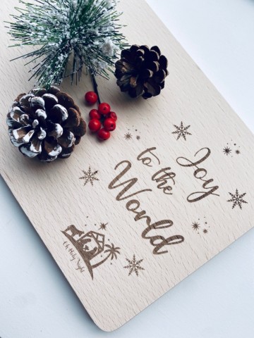 Houten snij   borrelplank kerst  joy to the world  2