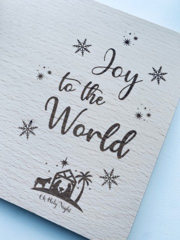 Houten snij   borrelplank kerst  joy to the world  3
