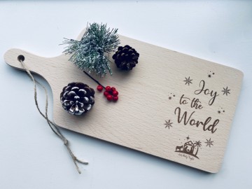 Houten snij   borrelplank kerst  joy to the world