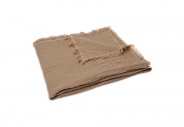 Jollein ledikantdeken muslin fringe  biscuit  3