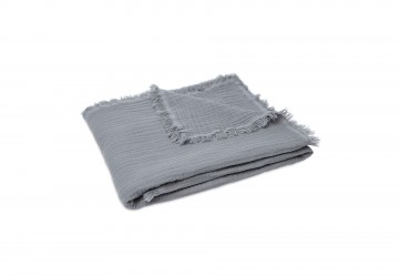 Jollein ledikantdeken muslin fringe  storm grey  3