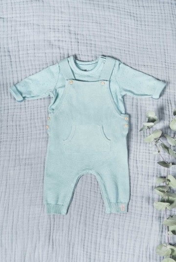 Jollein pretty knit salopette stone green 3