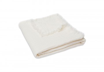 Jollein wiegdeken muslin fringe  ivory  3