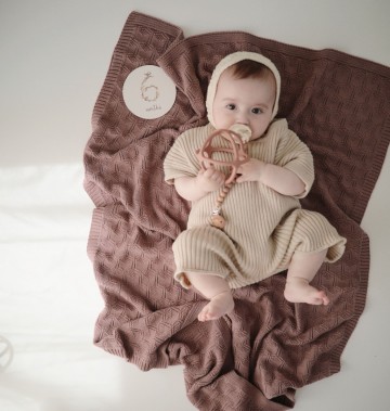 Mushie deken honeycomb  desert rose  3