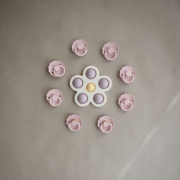 Mushie press toy flower  soft lilac daffodil ivory  5