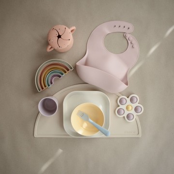 Mushie press toy flower  soft lilac daffodil ivory  6