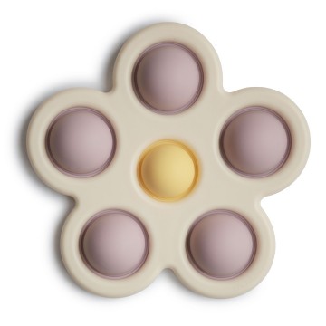 Mushie press toy flower  soft lilac daffodil ivory